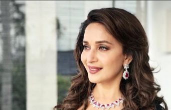 Madhuri Dixit in an all black sari from Tarun Tahiliani