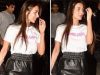 Malaika Arora looks chic in this mini faux leather skirt