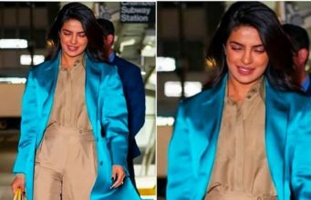 Priyanka Chopra Jonas stuns in this beige and turquoise outfit