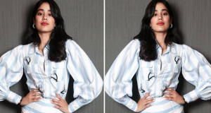 Janhvi Kapoor looked stunning in pinstripe shirt and pants