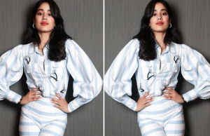 Janhvi Kapoor looked stunning in pinstripe shirt and pants