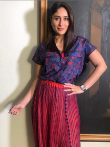 Kareena Kapoor Khan looked lovely in a floral printed two-pocket shirt
