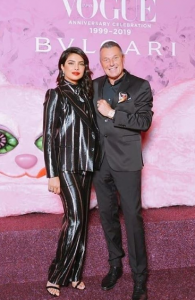 Priyanka Chopra Jonas miss the mark in this striped Alberta Ferretti pantsuit