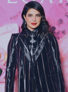 Priyanka Chopra Jonas miss the mark in this striped Alberta Ferretti pantsuit