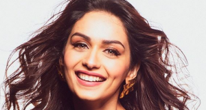 Manushi Chhillar looks sexy in this mini black leather dress