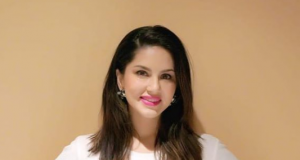 Sunny Leone looks chic in tee and glitzy skirt