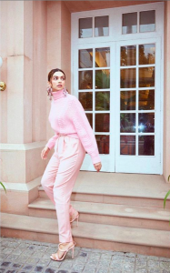 Deepika Padukone looks gorgeous in a baby pink ensemble
