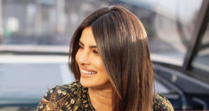 Priyanka Chopra looks total glam in black and gold mini dress