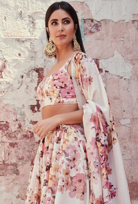 katrina kaif white floral lehenga