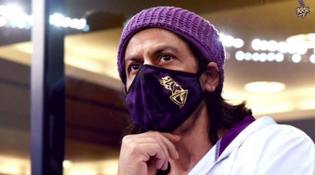 Shah Rukh Khan cheers for KKR at Dubai International Stadium